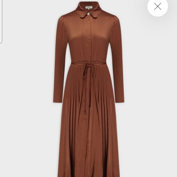 Solei Dresses & Skirts - Solei Long Sleeve Bronze Micro Pleat Dress